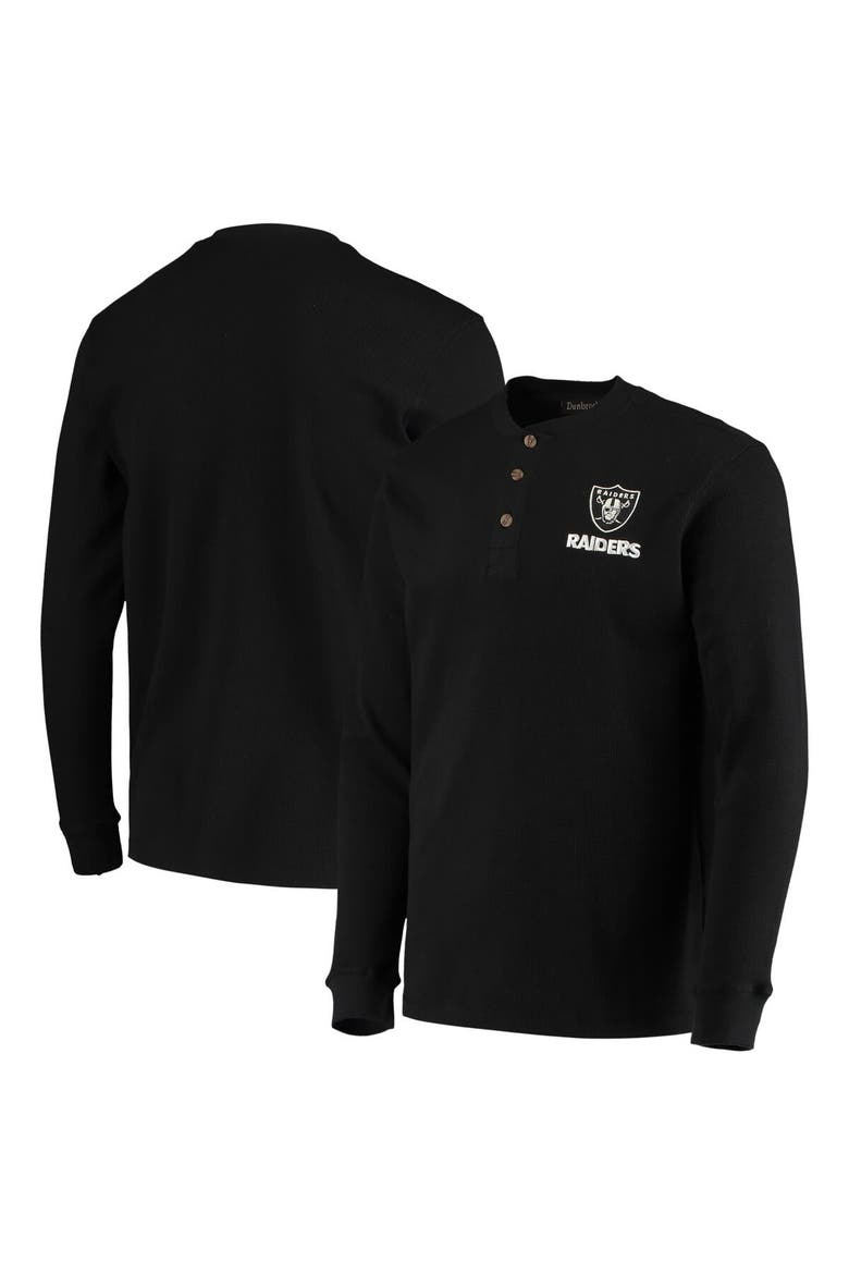 Men's Dunbrooke Black Las Vegas Raiders Logo Maverick Thermal Henley Long Sleeve T-Shirt, Main, color, Black