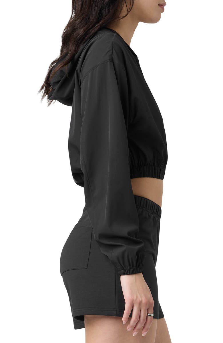 Florence by Mills Front Zip Hooded Crop Track Jacket, Alternate, color, Black