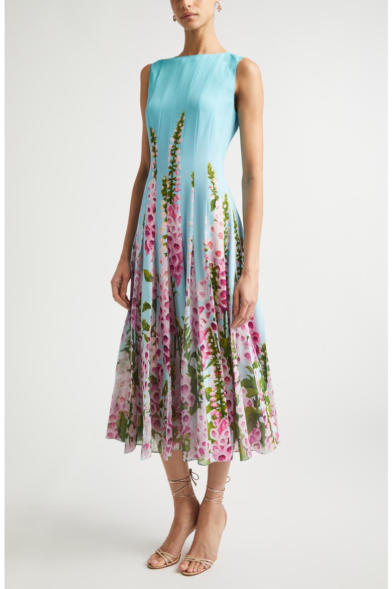 Foxglove Dégradé Pleated Jersey & Chiffon A-Line Dress, Alternate, color, LILAC/ SKY