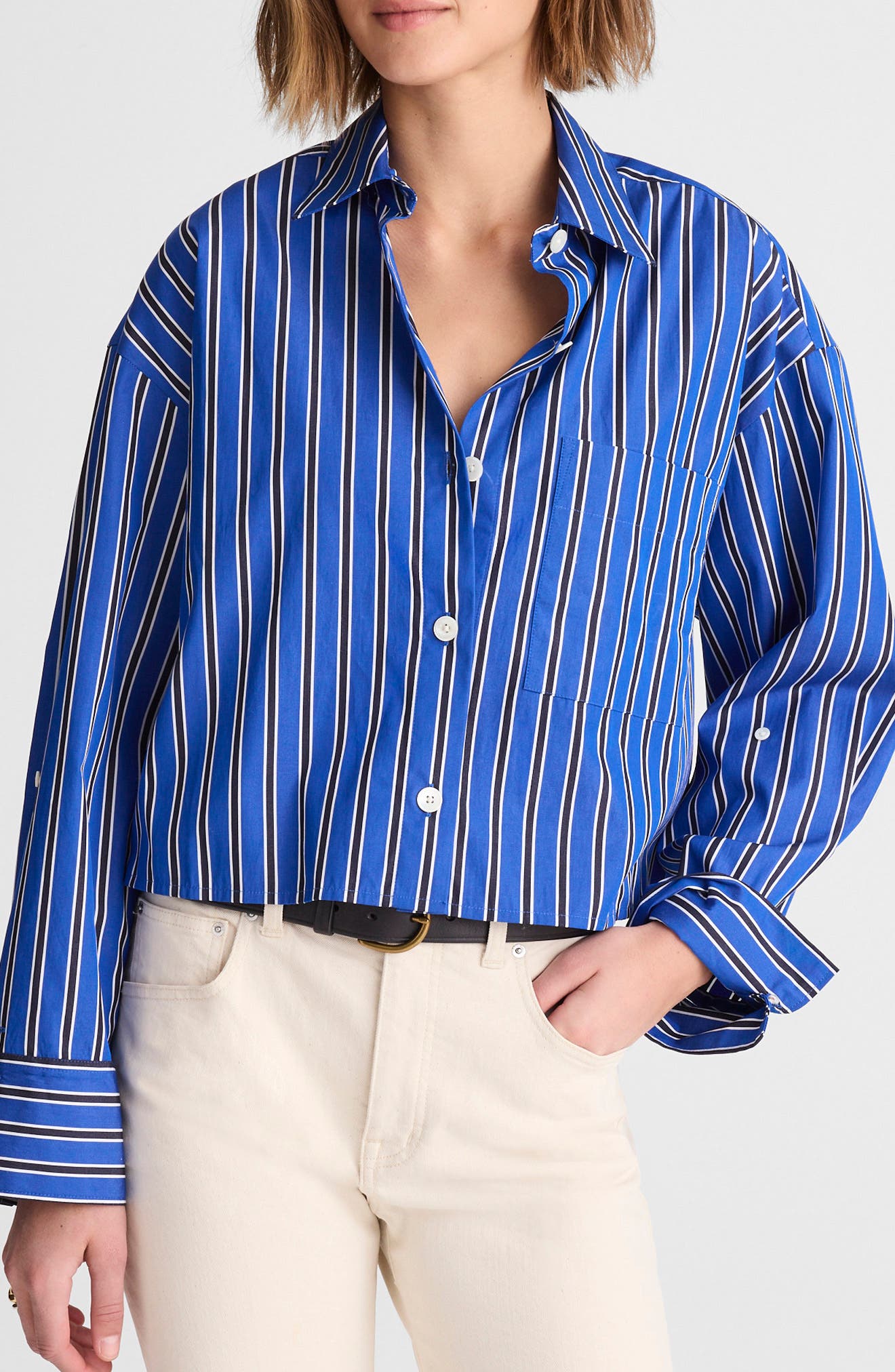 Straight Hem Poplin Shirt - image 3