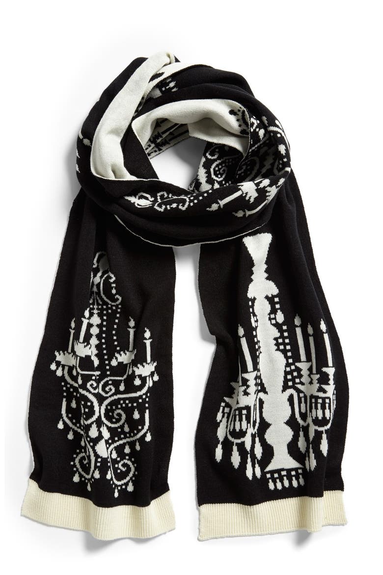 'Chandelier' Muffler, Main, color, BLACK/ IVORY