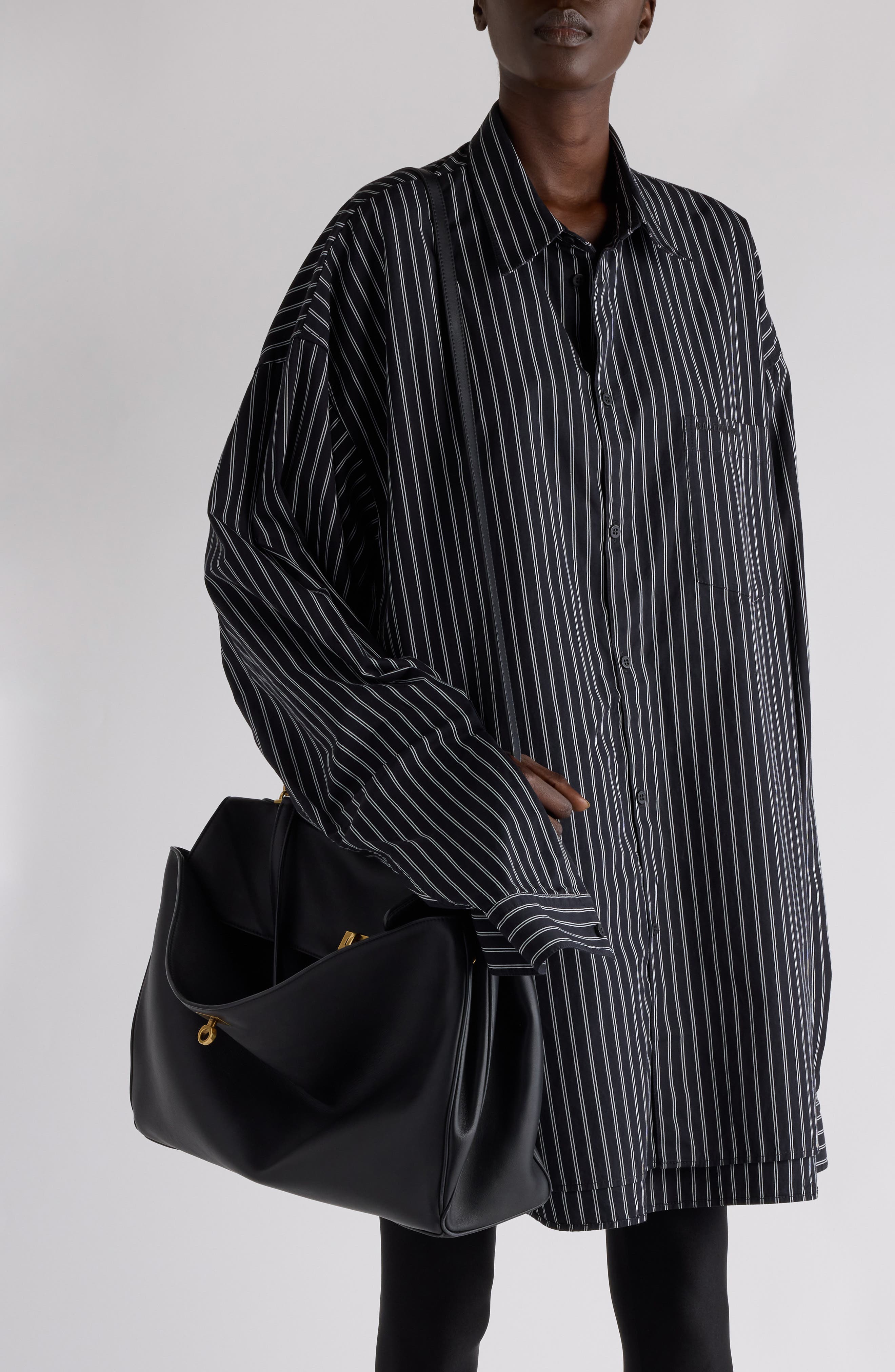 Balenciaga Large Rodeo Leather Shoulder Bag, Alternate, color, 1000 Black