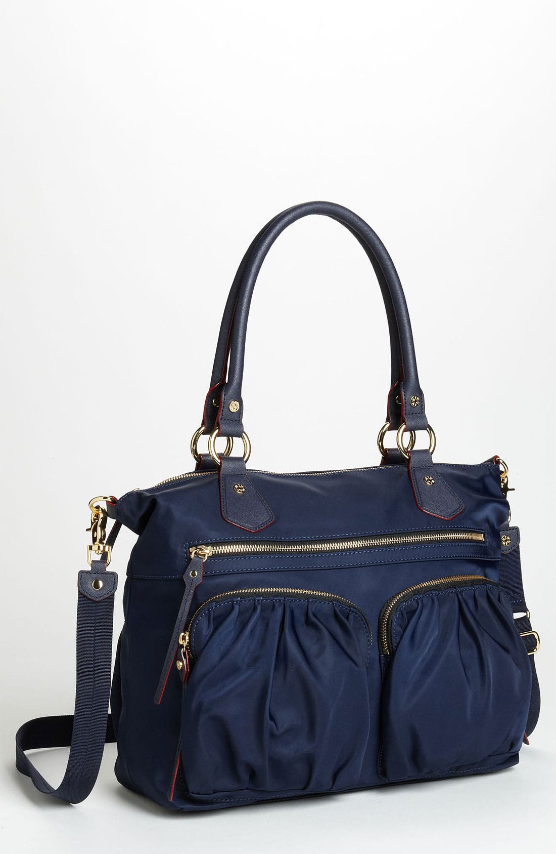 'Belle' Bedford Nylon Tote, Main, color, NAVY BEDFORD WITH SAFFIANO