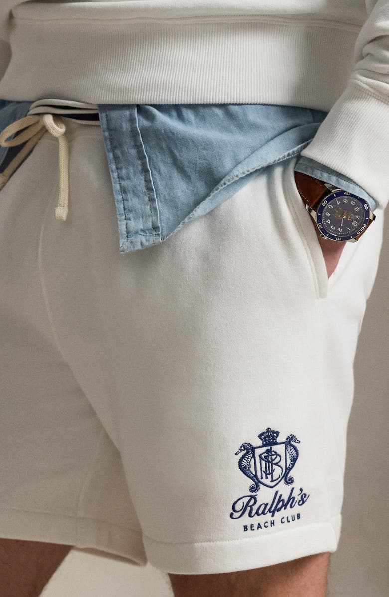 Polo Ralph Lauren Relaxed Fit 6-Inch Fleece Drawstring Shorts, Alternate, color, White