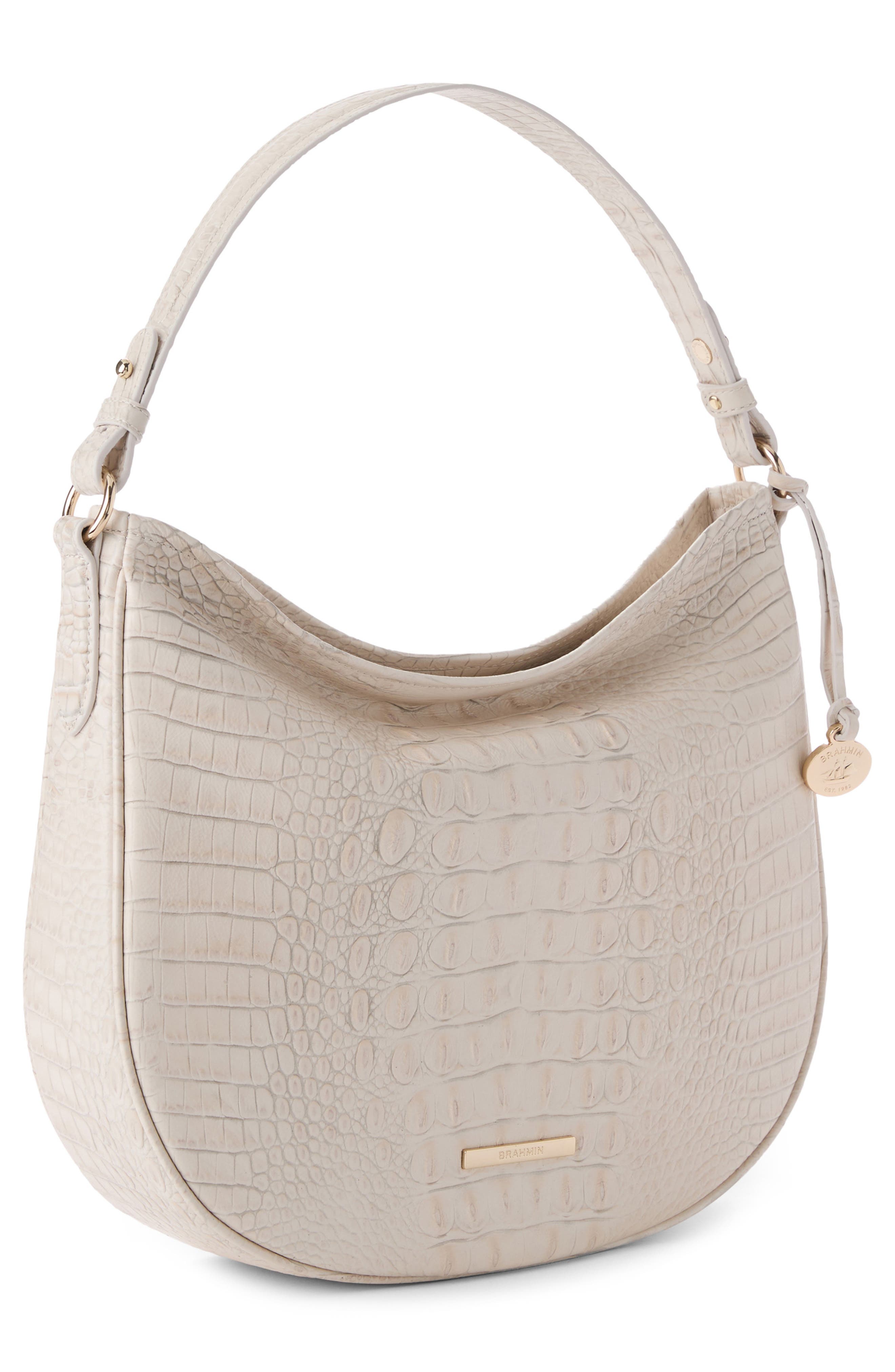 Small Kathleen Croc Embossed Leather Shoulder Bag, Alternate, color, IVORY