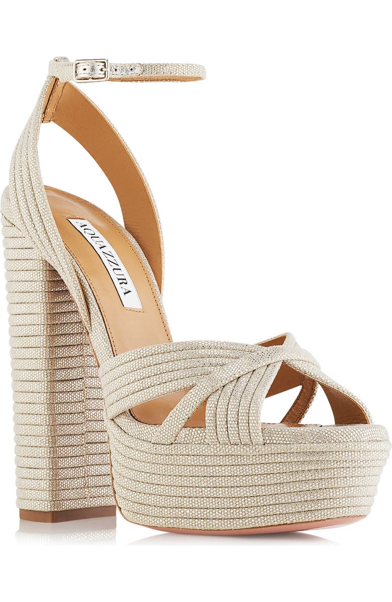 Aquazzura Snakeskin Print Platform Sandal, Main, color,