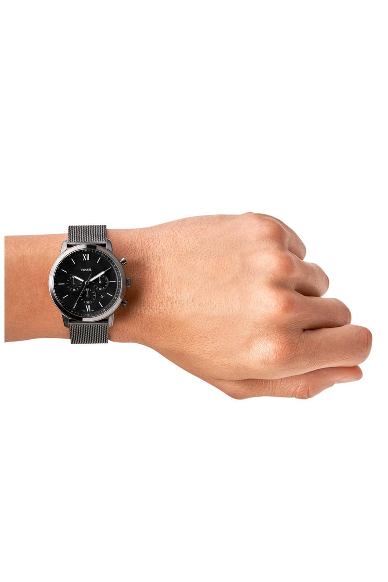 Neutra Mesh Strap Chronograph Watch, 44mm, Alternate, color, SMOKE