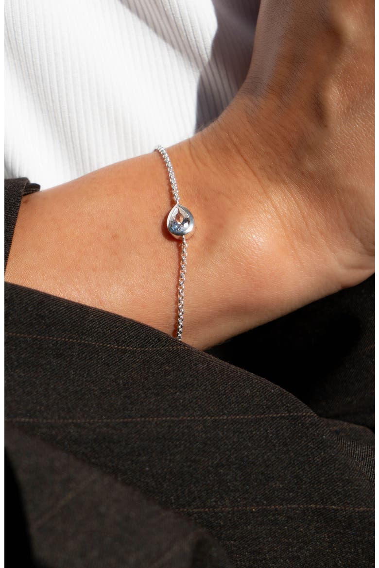 White Topaz Pear Chain Bracelet, Alternate, color, Sterling Silver