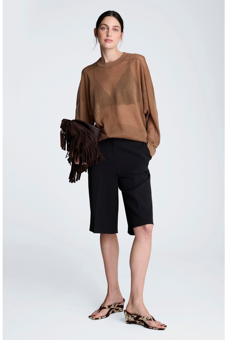 Sheer Crewneck Sweatshirt, Alternate, color, MESQUITE
