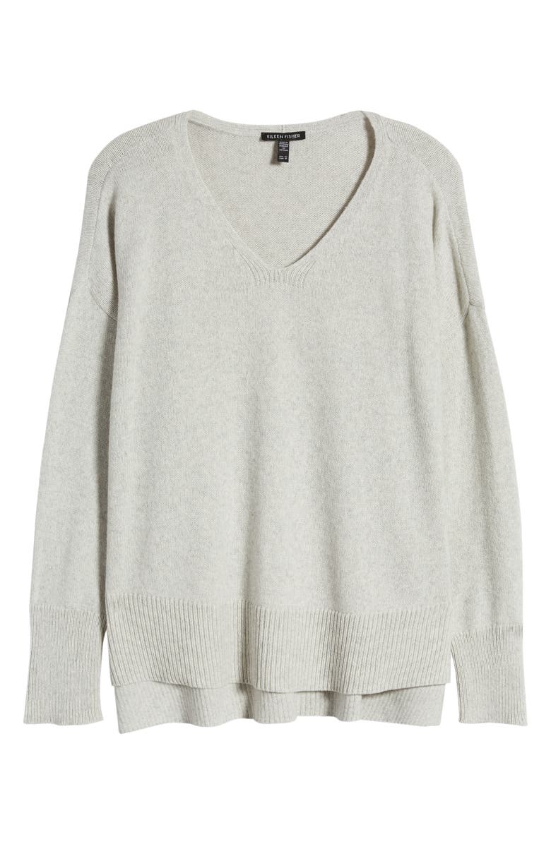 Eileen Fisher V-Neck Organic Cotton & Recycled Cashmere Blend Sweater, Alternate, color, Seslt