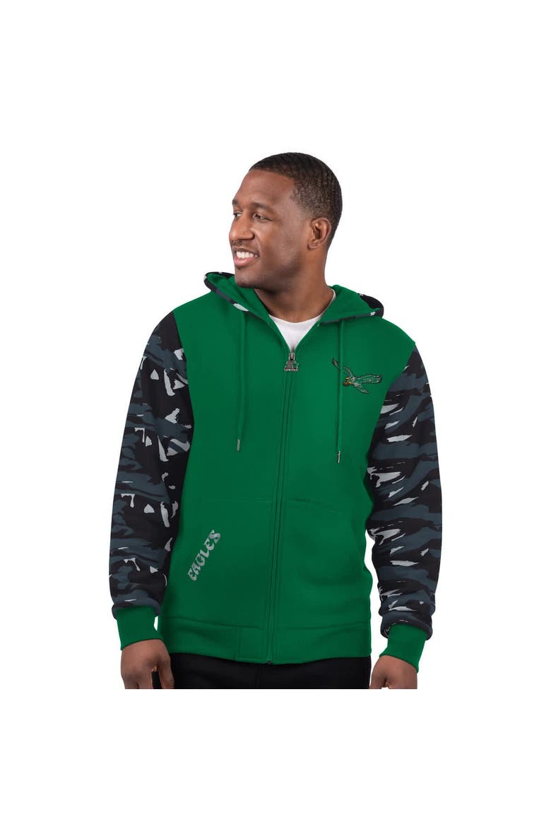 Men's Starter Kelly Green Philadelphia Eagles Thursday Night Gridiron Vintage Logo Full-Zip Hoodie, Alternate, color, Kelly Green
