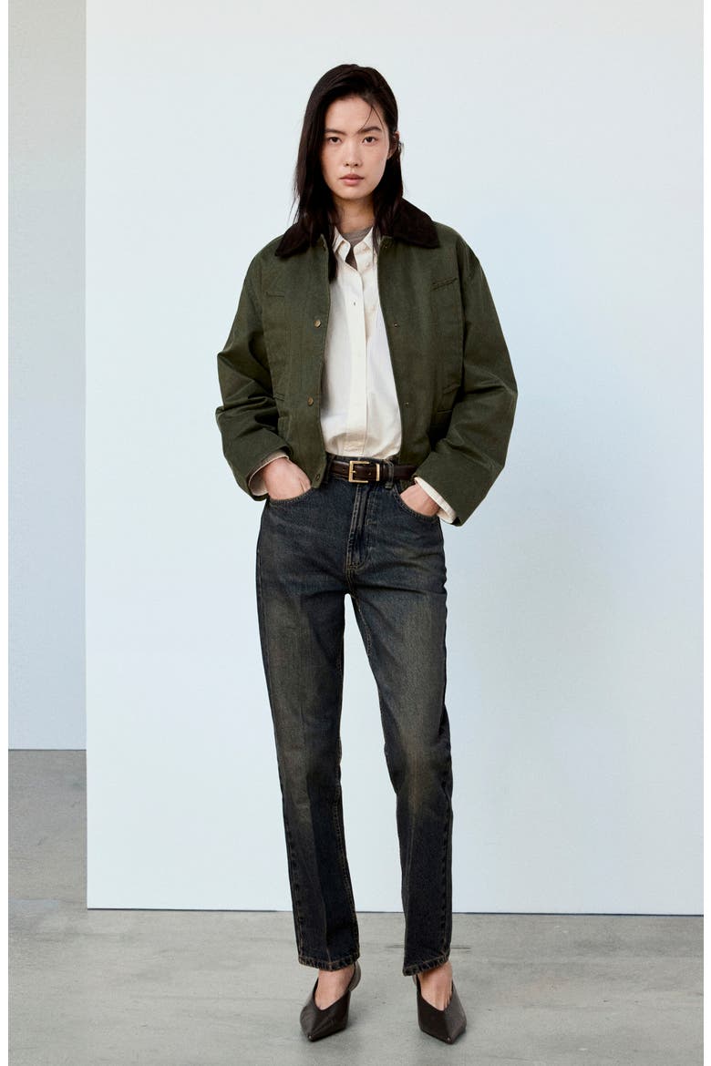 Corduroy Collar Cotton Jacket, Alternate, color, KHAKI GREEN