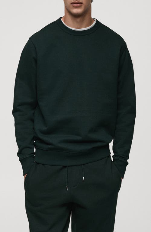 Mango Regular Fit Cotton Blend Sweatshirt In Green