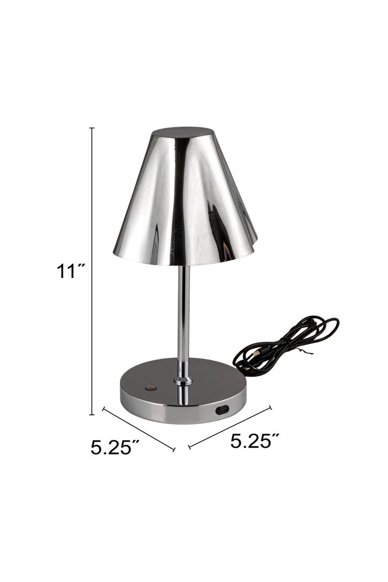 Metal LED Rechargeable Table Lamp with Touch Sensor, Silver Finish, Alternate, color, Chrome