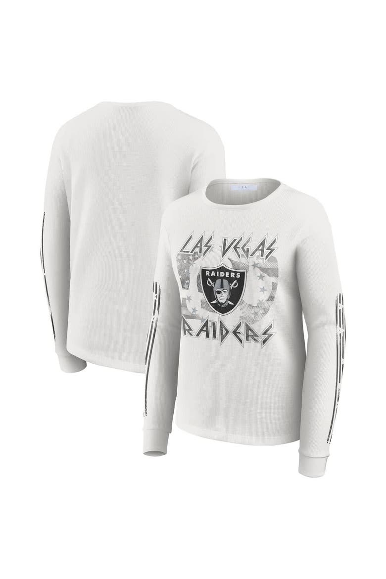 Women's WEAR by Erin Andrews  White Las Vegas Raiders Graphic Waffle Long-Sleeve T-Shirt, Main, color, White
