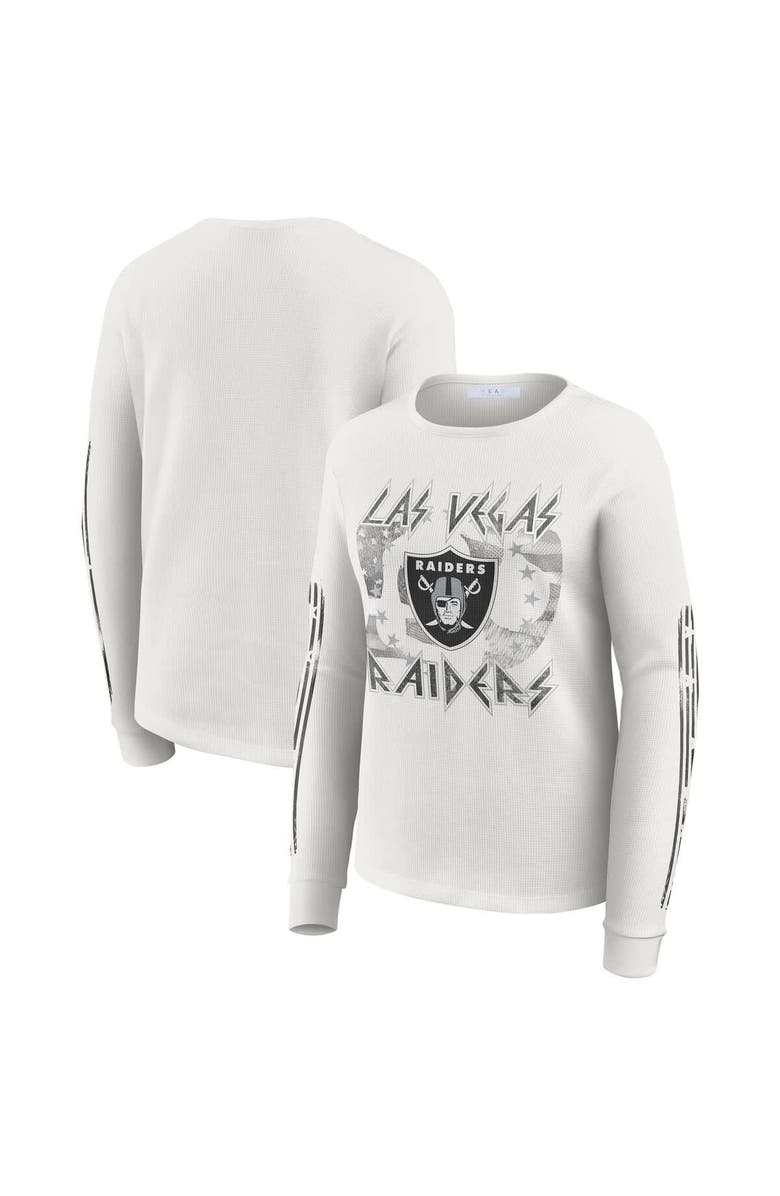 WEAR by Erin Andrews Women's WEAR by Erin Andrews White Las Vegas Raiders Graphic Waffle Long-Sleeve T-Shirt, Main, color, White