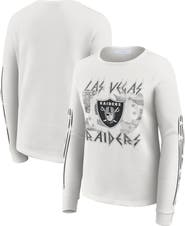 WEAR by Erin Andrews Women's WEAR by Erin Andrews  White Las Vegas Raiders Graphic Waffle Long-Sleeve T-Shirt