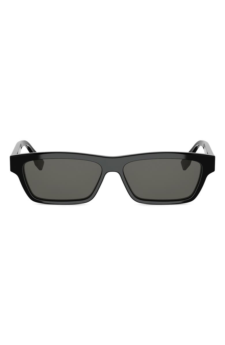 Fendi FF Squared 55mm Cat Eye Sunglasses, Main, color, Shiny Black / Smoke