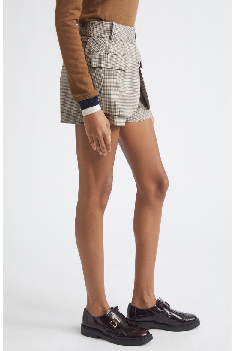 Check Jacket Hem Shorts, Alternate, color, BROWN MULTI