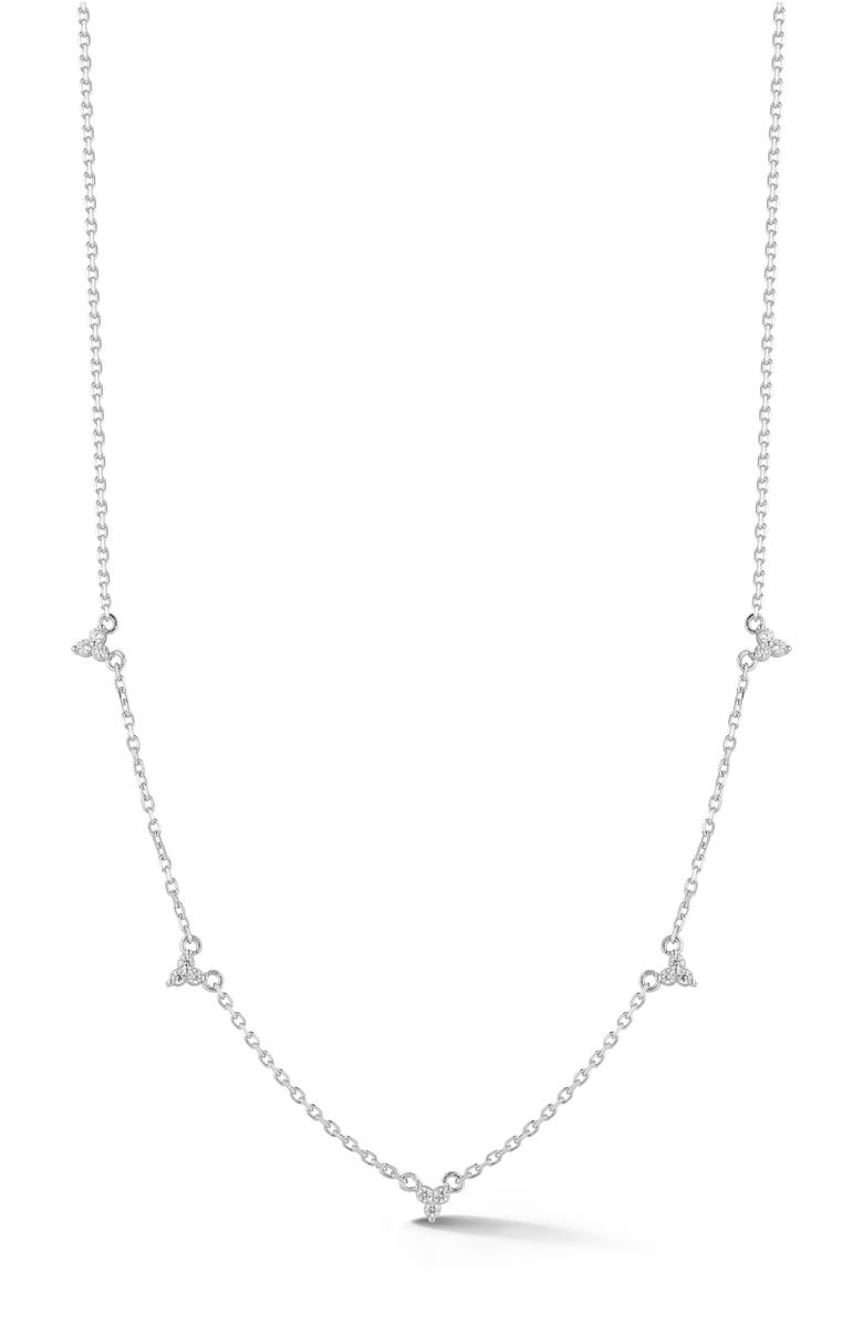 GLAZE JEWELRY Cubic Zirconia Station Chain Necklace, Main, color, Silver