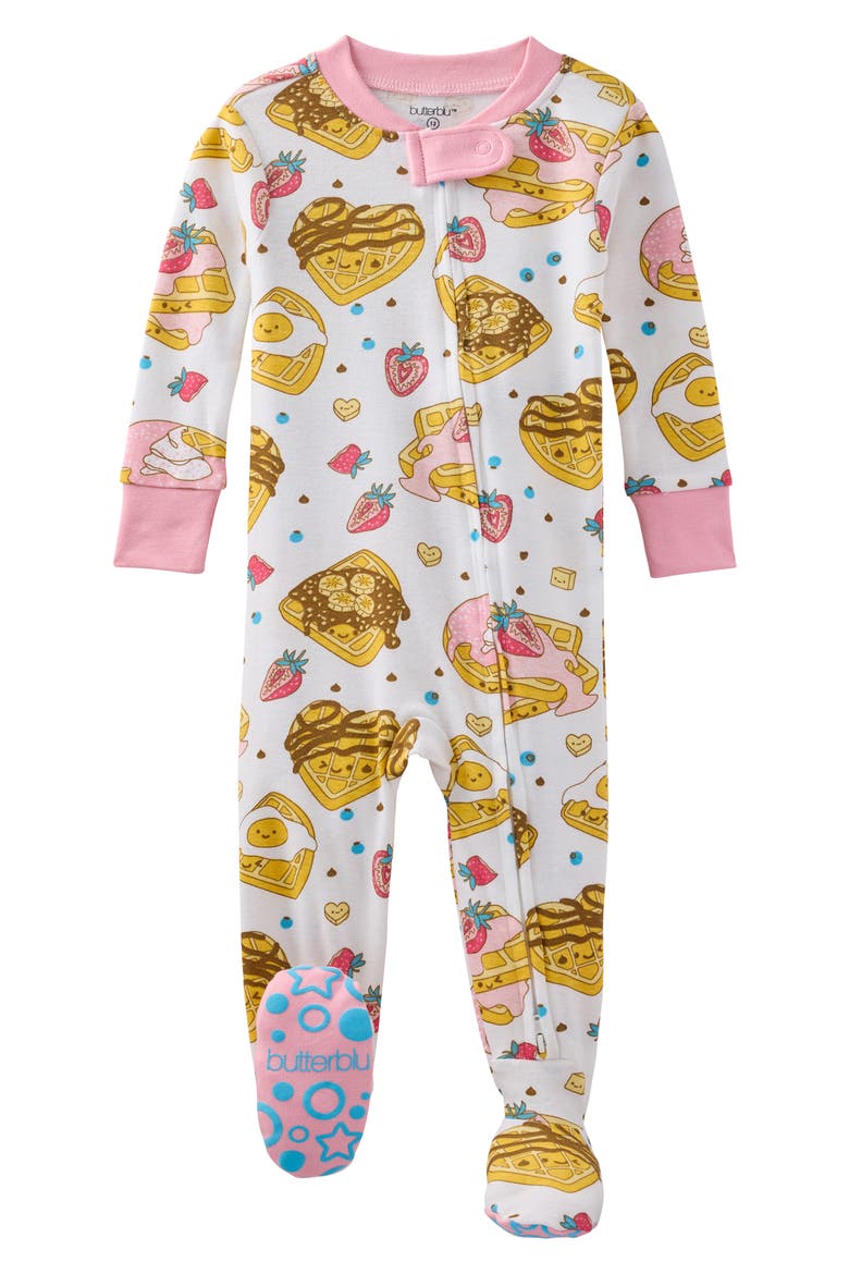 Cruz One-Piece Organic Cotton Footie Pajamas, Main, color, WAFFLING ON