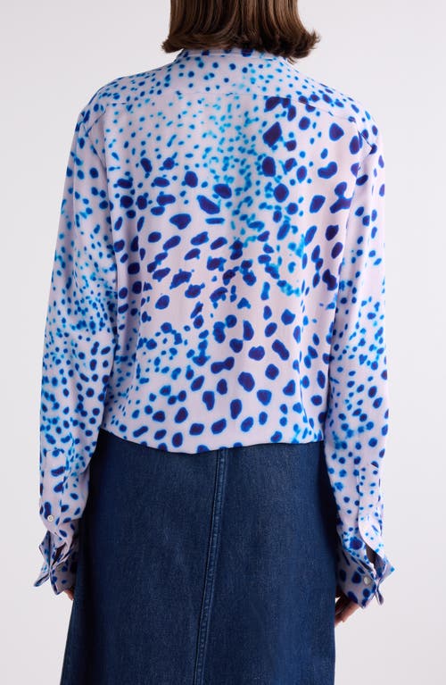 Dries Van Noten Celina Orchid Spot Snap-up Shirt In Blue