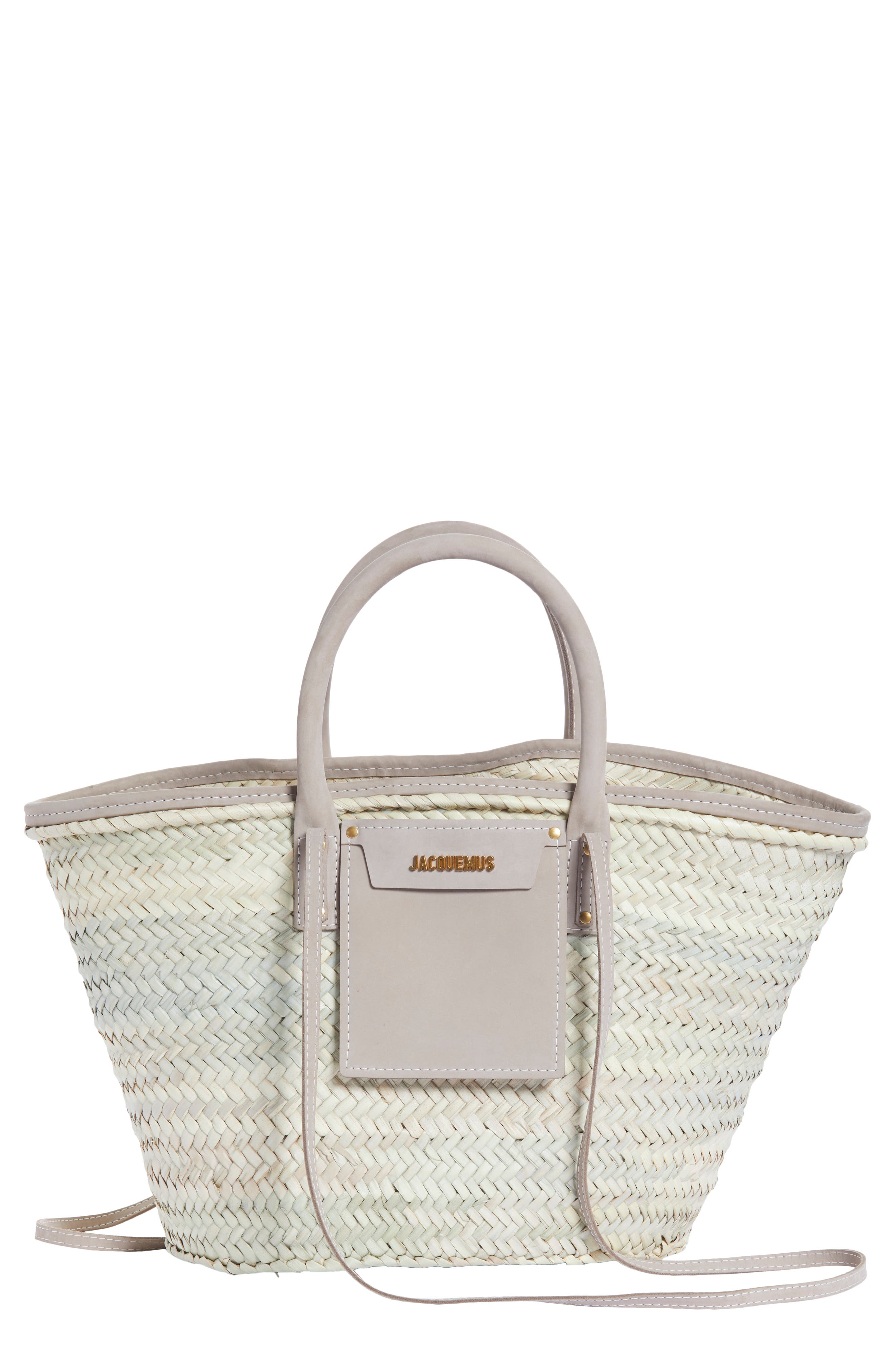 Jacquemus Le Panier Soleil Straw & Leather Tote, Main, color, 