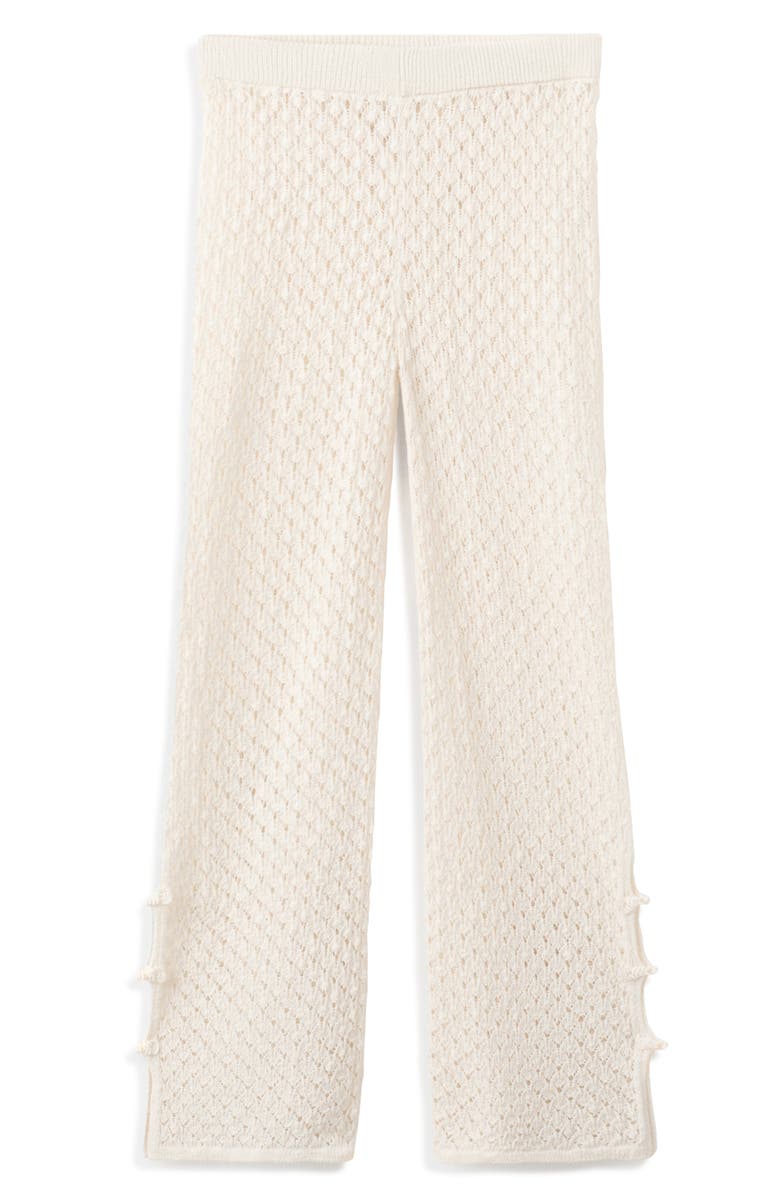 MANGO Openwork Knit Pants, Alternate, color, Ecru