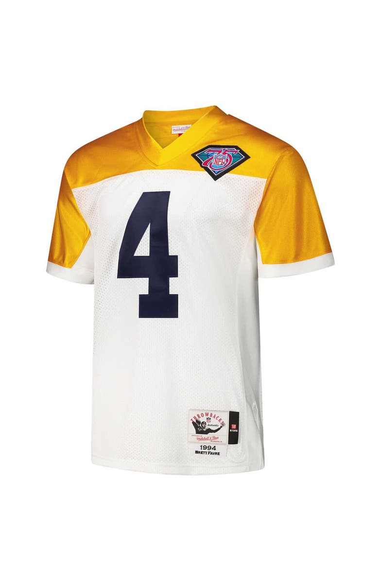 Mitchell & Ness Men's Mitchell & Ness Brett Favre White Green Bay Packers 1994 Authentic Throwback Retired Player Jersey, Alternate, color, 
