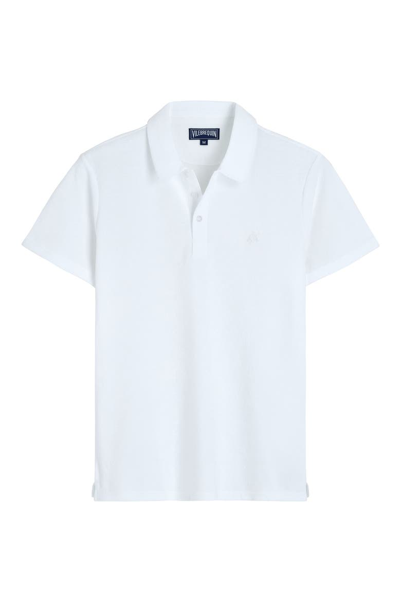 Men's Solid Terry Polo, Alternate, color, BLANC