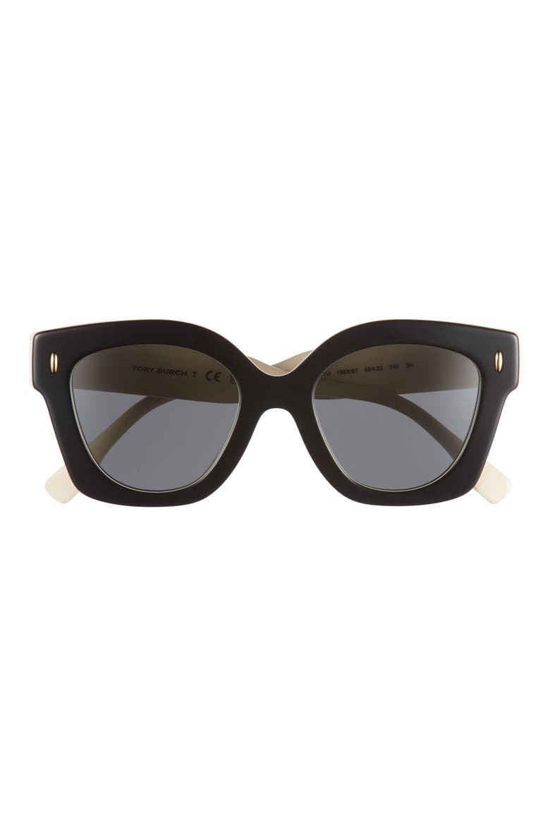 49mm Irregular Cat Eye Sunglasses, Main, color, BLACK/ IVORY