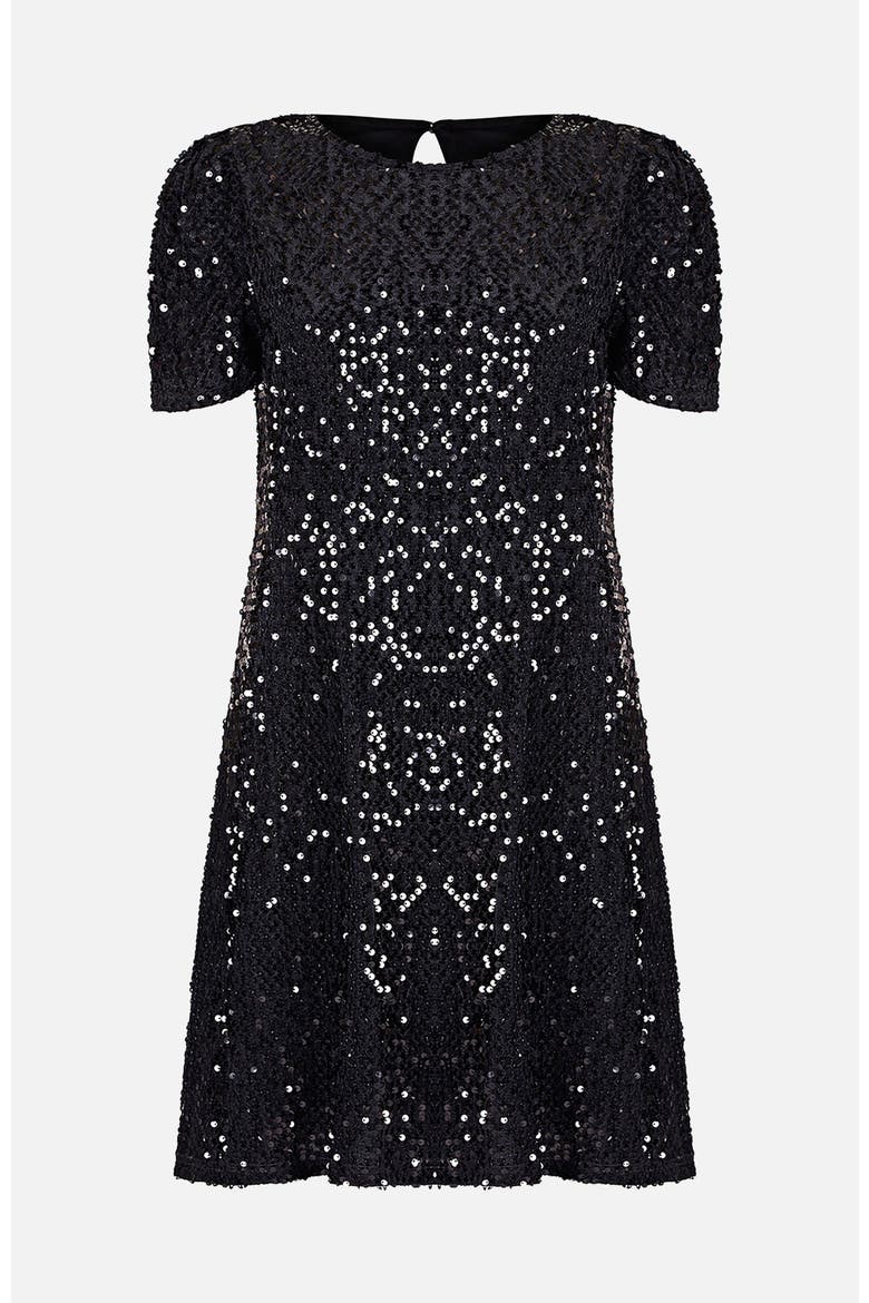 Sequin Tunic Mini Dress, Alternate, color, Black