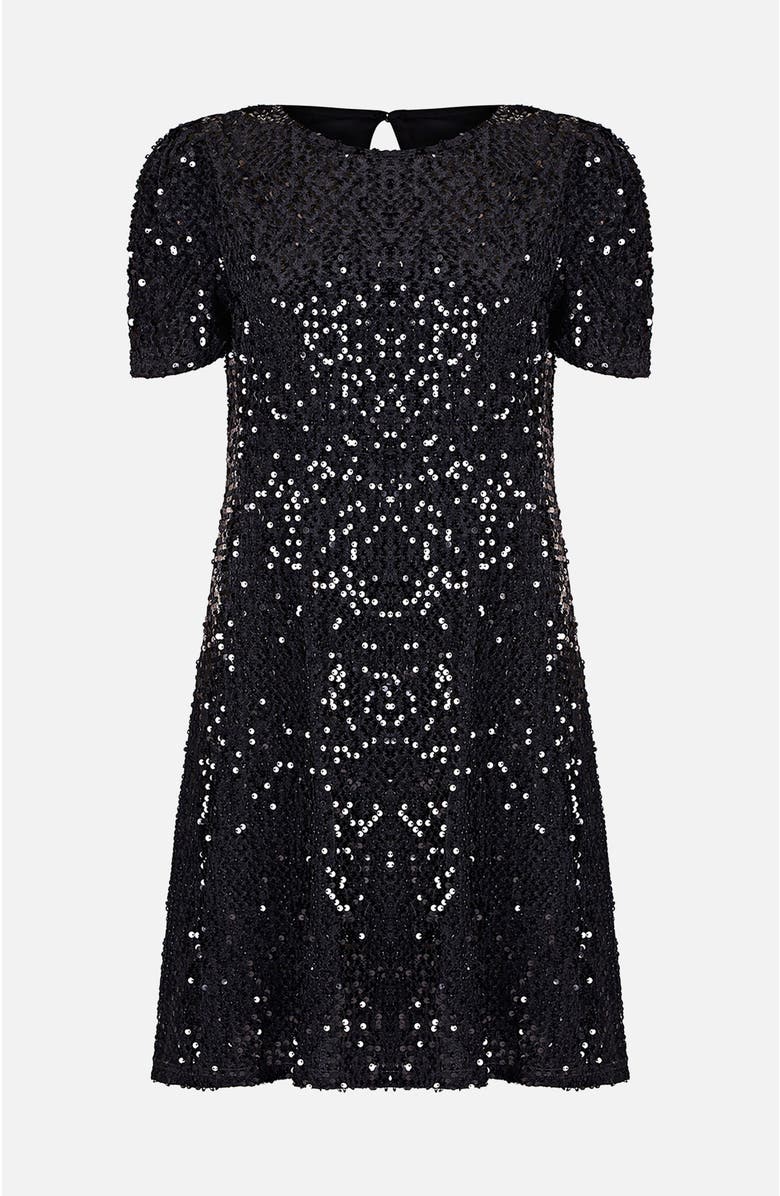 Yumi Sequin Tunic Mini Dress, Alternate, color, Black