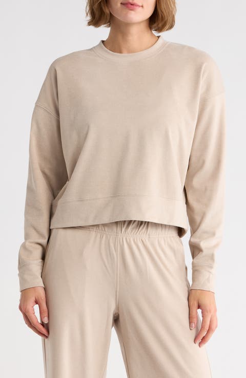 Tranquility Marled Piqué Cropped Sweatshirt