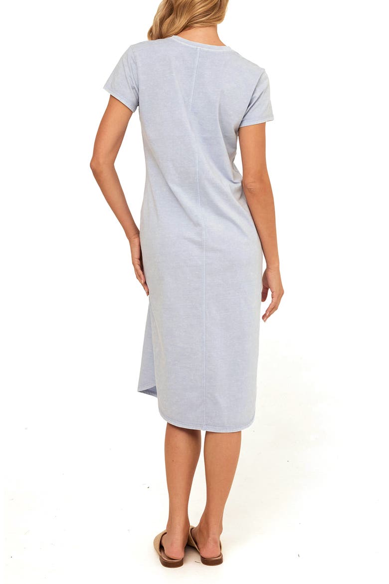 Ethel Mineral Wash V-Neck Cotton Midi Dress, Alternate, color, HIGH TIDE