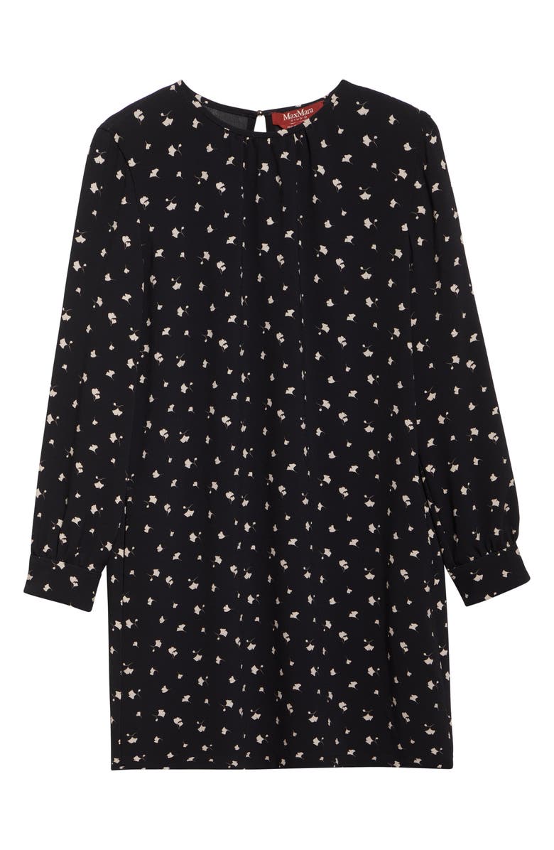 Max Mara Studio Curve Ginkgo Print Long Sleeve Dress, Alternate, color, Black Flesh Toner