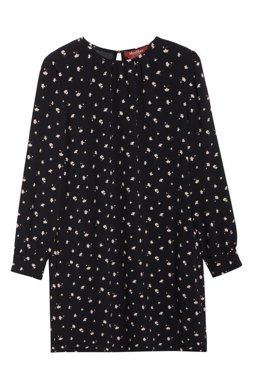 Max Mara Curve Ginkgo Print Long Sleeve Dress In Black