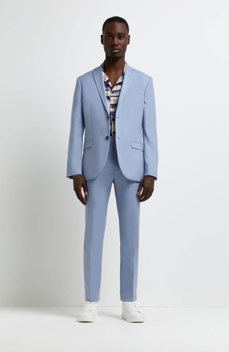 River Island Textured Skinny Suit Trousers, Alternate, color,