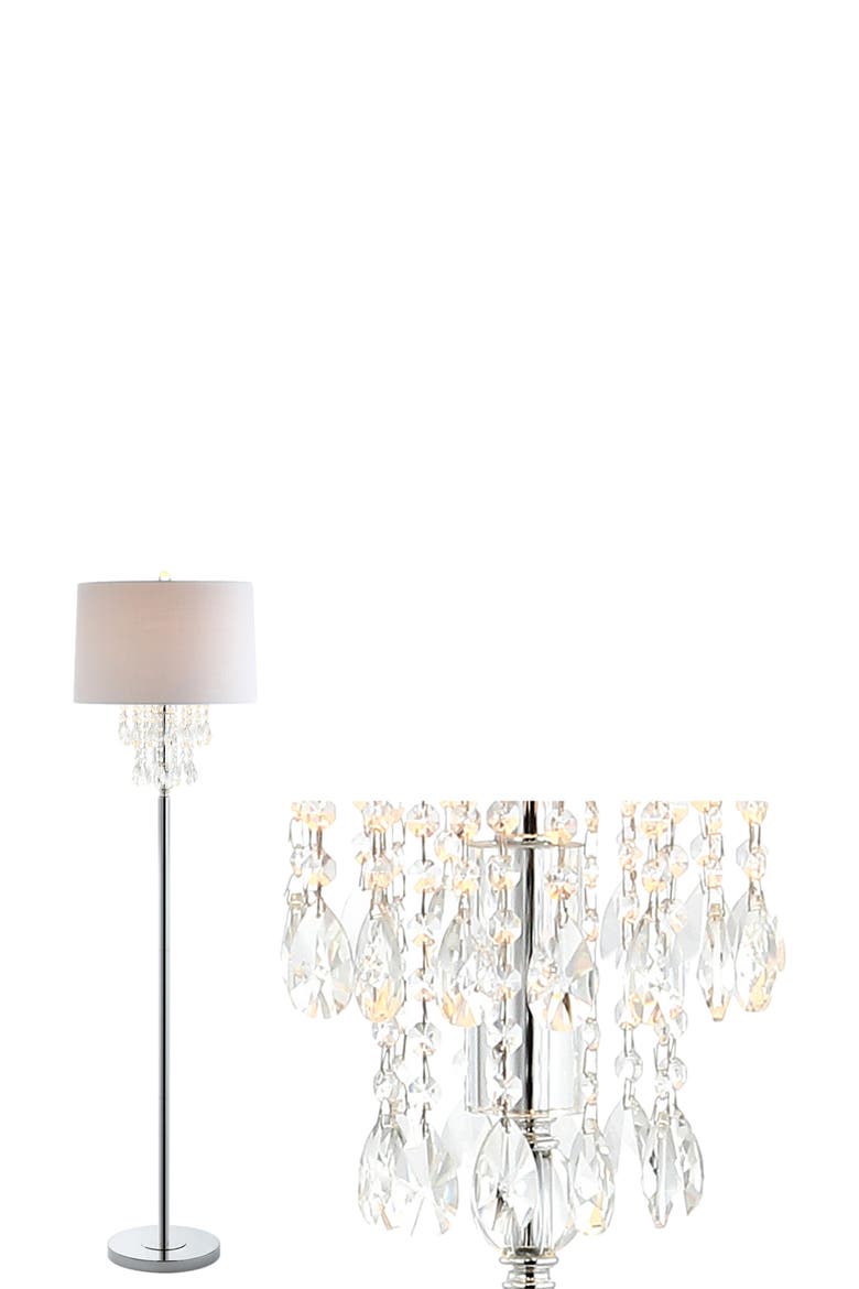 Abigail 61" Crystal / Metal LED Floor Lamp, Clear/Chrome, Main, color, Clear/Chrome