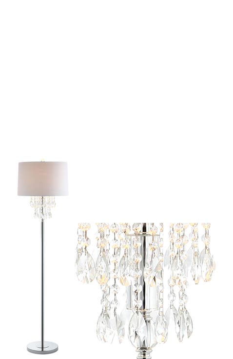 Abigail 61" Crystal / Metal LED Floor Lamp, Clear/Chrome
