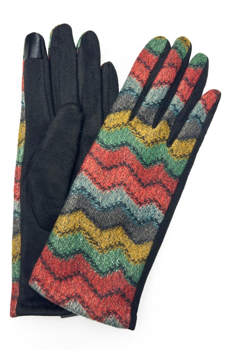 MARCUS ADLER Chevron Jersey Touchscreen Gloves, Main, color, Brown