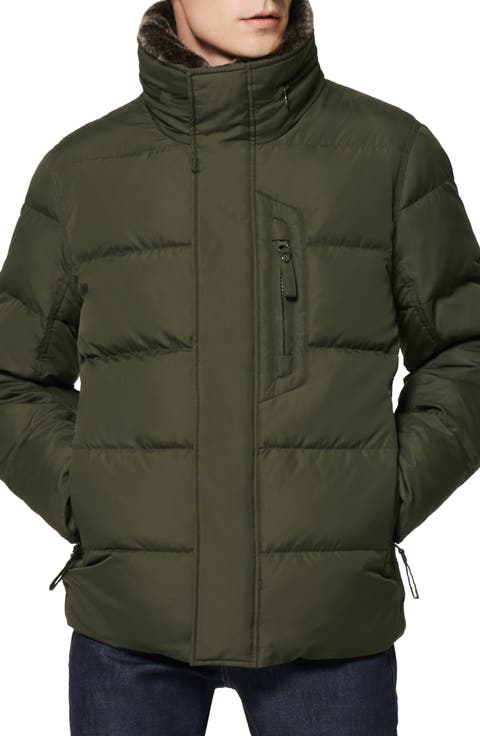 Horizon Down & Feather Coat with Faux Fur Collar