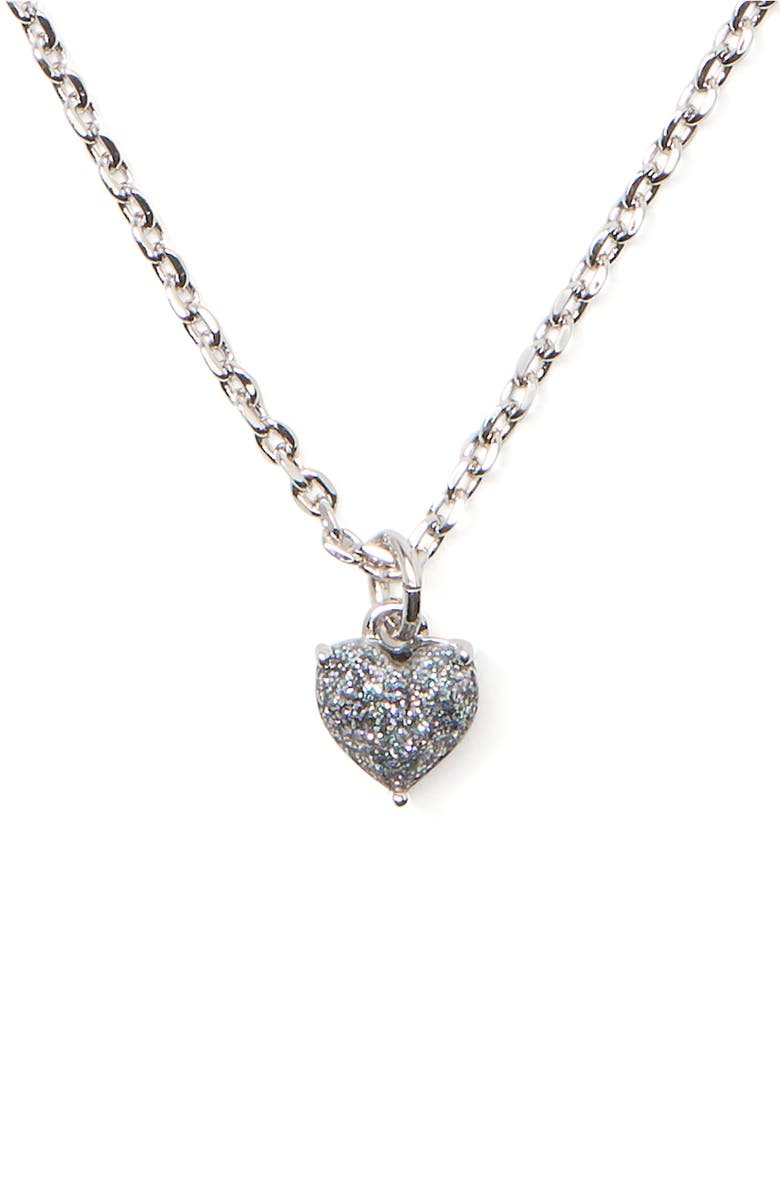 Kate Spade New York mini glitter heart pendant necklace, Main, color, Silver