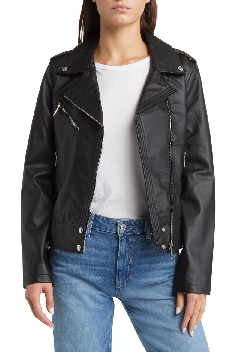 Lambskin Moto Jacket, Alternate, color, BLACK