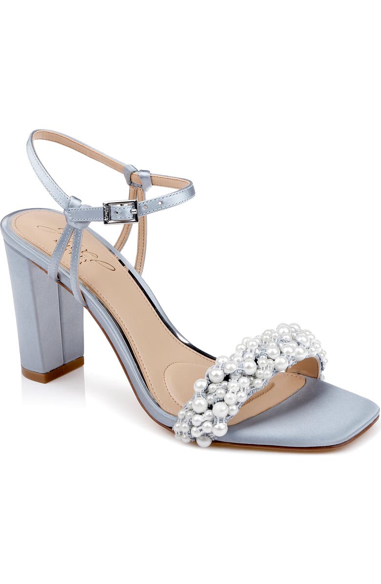 Jewel Badgley Mischka Peoria Ankle Strap Sandal, Main, color, Mist Blue Satin