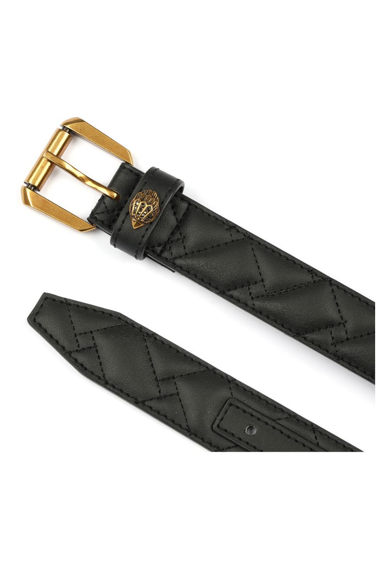 Micro Quilt Leather Belt, Alternate, color, BLACK/ANTIQUE BRASS