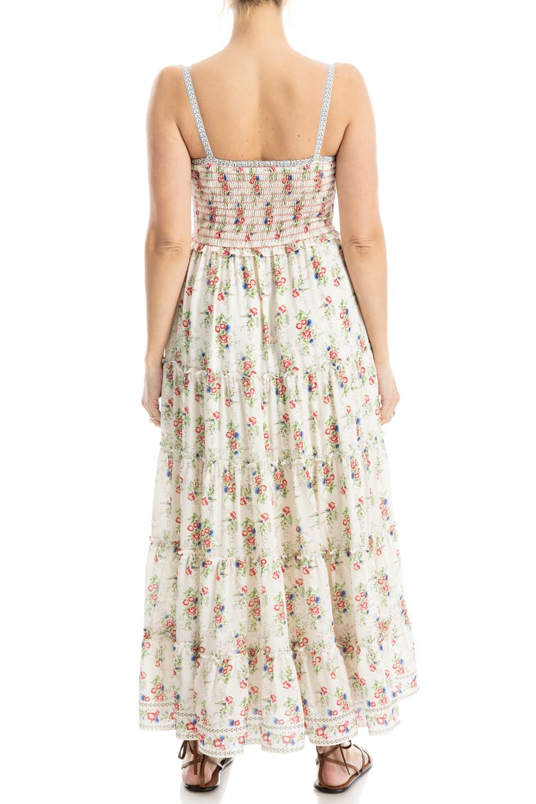 Floral Print Maxi Dress, Alternate, color, CREAM/ RED BOUQUET STRIPE