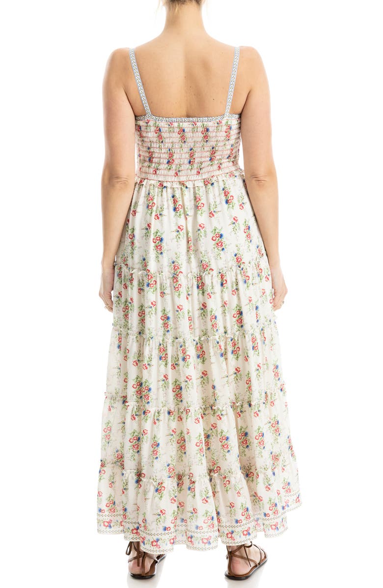MAX STUDIO Floral Print Maxi Dress, Alternate, color, Cream/ Red Bouquet Stripe