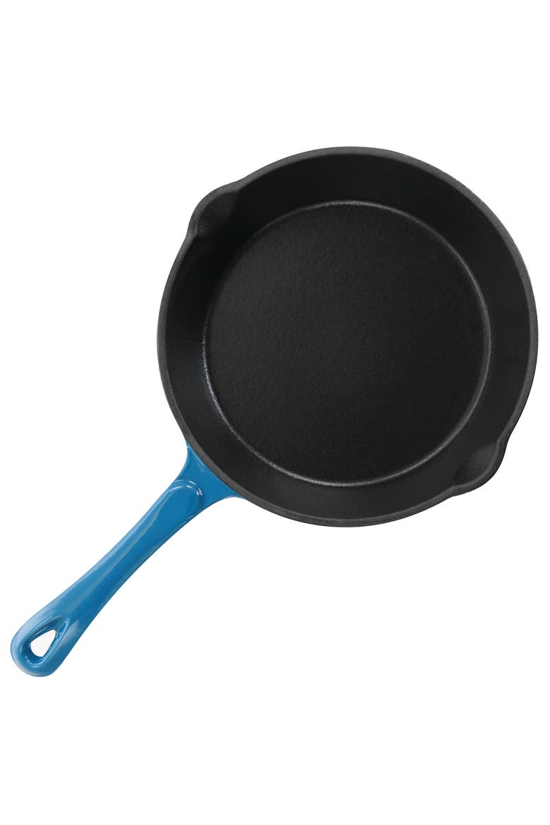 Enameled Round 8 Inch PreSeasoned Cast Iron Frying Pan, Alternate, color, Turquoise
