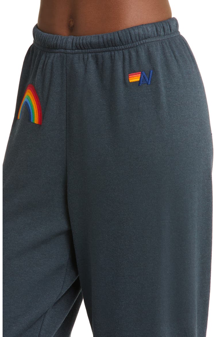 Rainbow Embroidered Sweatpants, Alternate, color, CHARCOAL